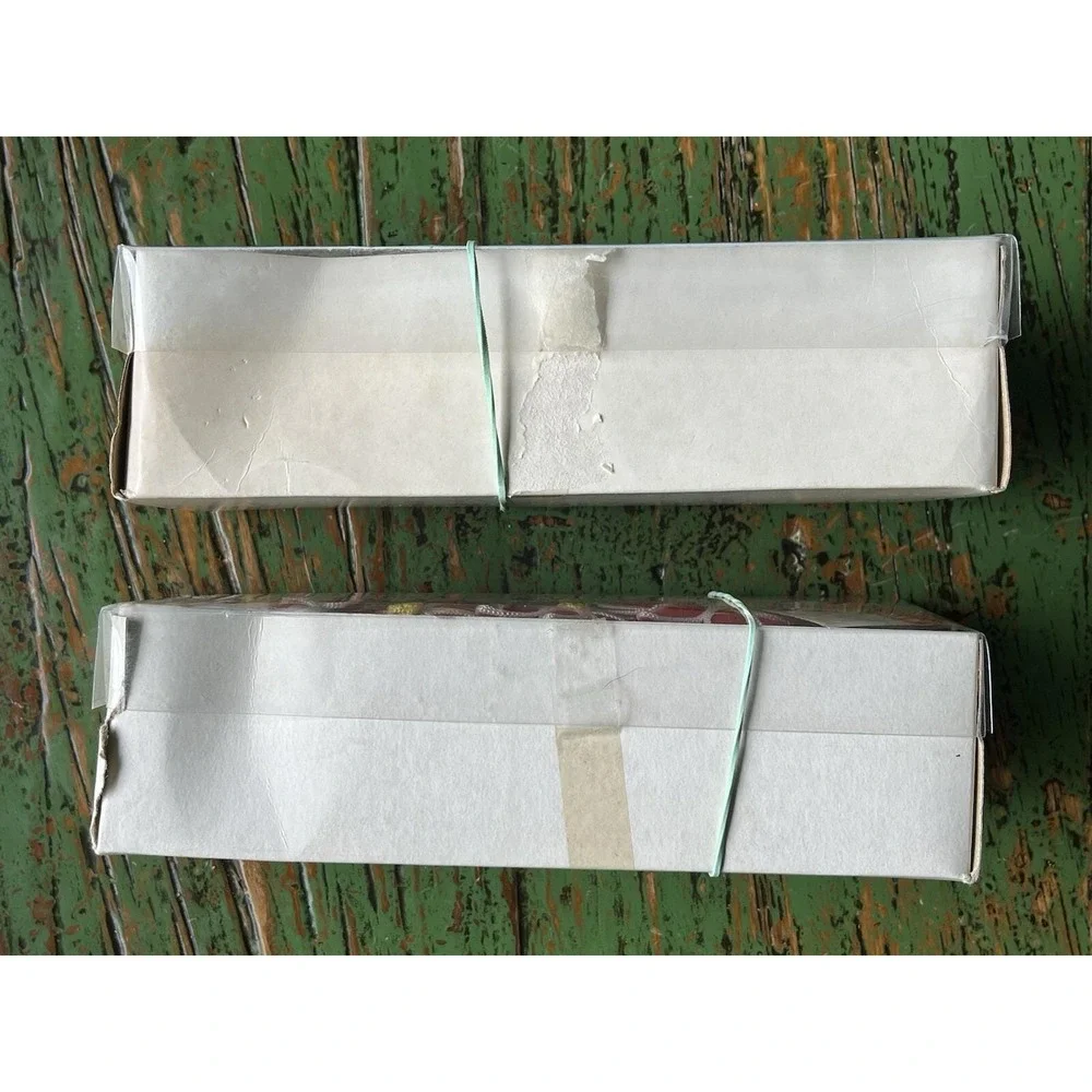 Christmas Poinsettia Cloth Material Napkin‎ Rings Holders Set Of 4 Orig Box